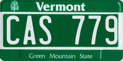 VT license plate CAS779