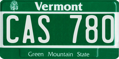 VT license plate CAS780