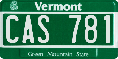 VT license plate CAS781