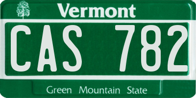 VT license plate CAS782