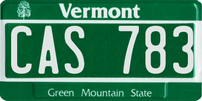 VT license plate CAS783