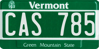 VT license plate CAS785