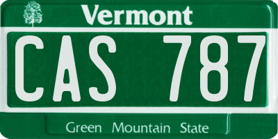 VT license plate CAS787