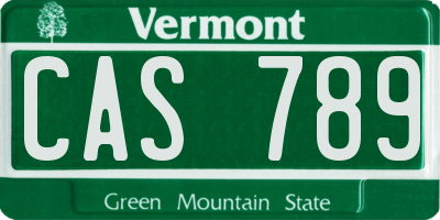 VT license plate CAS789