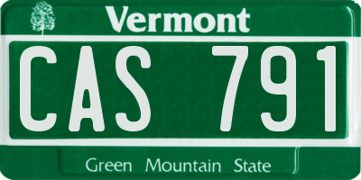 VT license plate CAS791