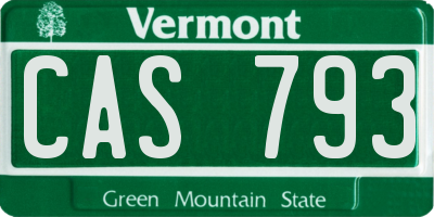 VT license plate CAS793
