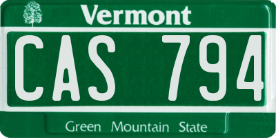 VT license plate CAS794