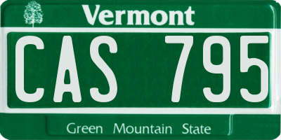 VT license plate CAS795