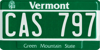 VT license plate CAS797
