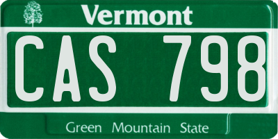 VT license plate CAS798