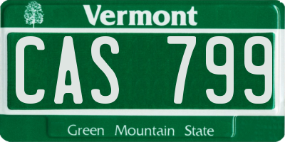 VT license plate CAS799