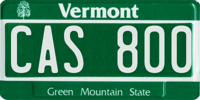 VT license plate CAS800