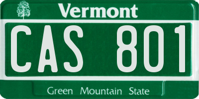 VT license plate CAS801