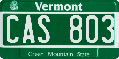 VT license plate CAS803