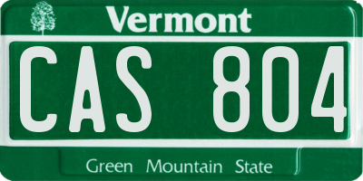 VT license plate CAS804