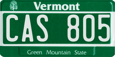 VT license plate CAS805