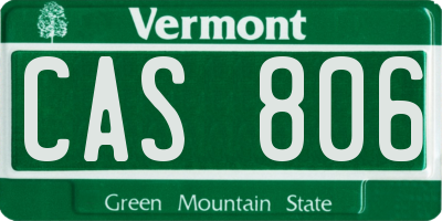 VT license plate CAS806