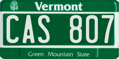 VT license plate CAS807