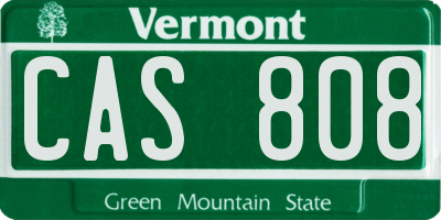 VT license plate CAS808