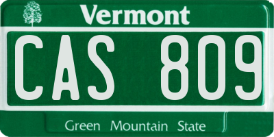 VT license plate CAS809