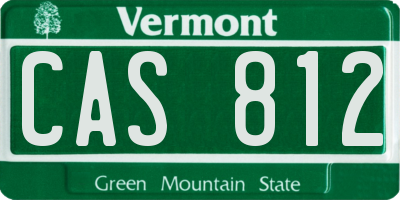 VT license plate CAS812
