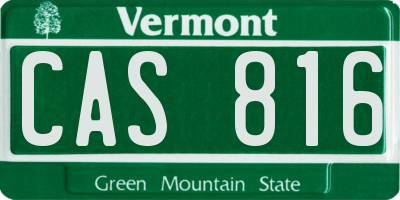 VT license plate CAS816