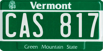 VT license plate CAS817