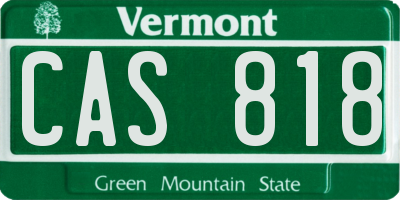 VT license plate CAS818