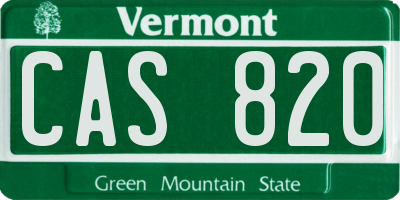 VT license plate CAS820