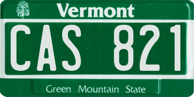 VT license plate CAS821