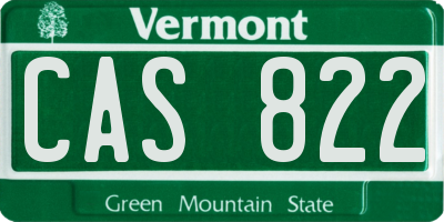 VT license plate CAS822