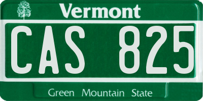 VT license plate CAS825