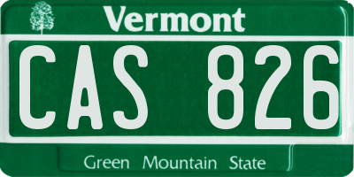 VT license plate CAS826