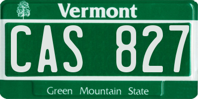 VT license plate CAS827