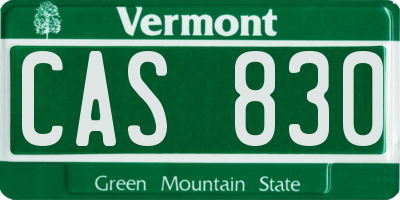 VT license plate CAS830