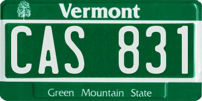 VT license plate CAS831