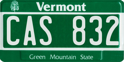 VT license plate CAS832