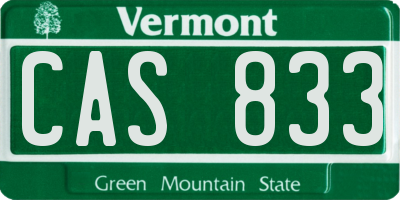 VT license plate CAS833