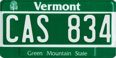 VT license plate CAS834