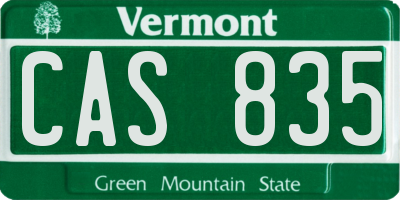 VT license plate CAS835