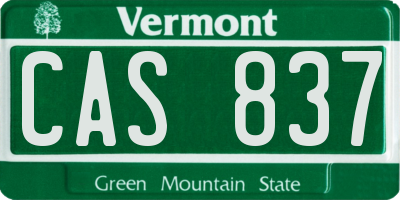 VT license plate CAS837