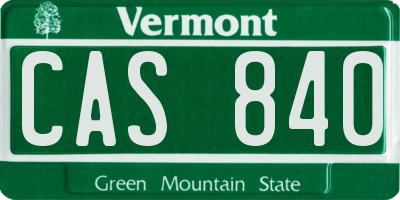 VT license plate CAS840