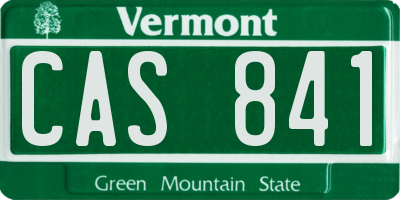 VT license plate CAS841