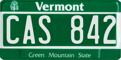 VT license plate CAS842