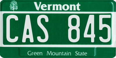 VT license plate CAS845