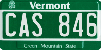 VT license plate CAS846