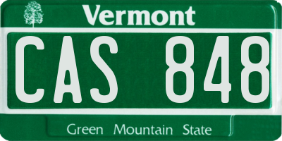VT license plate CAS848