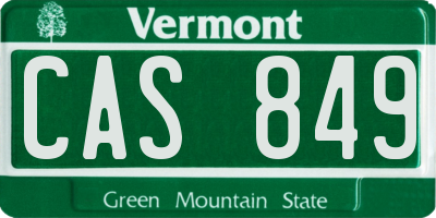 VT license plate CAS849