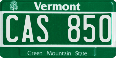 VT license plate CAS850