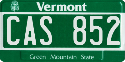 VT license plate CAS852